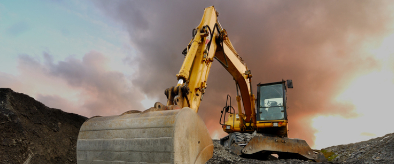 Big Yellow Mining Truck On Action In Extracting Coal - Mining Industry.